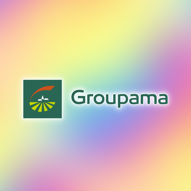 Soft pink and baby blue water ripples together in a subtle texture with Groupama's logo.
